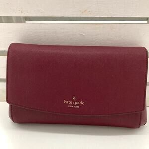 KATE SPADE, SMALL WINE SAFFIANO LEATHER CROSSBODY BAG